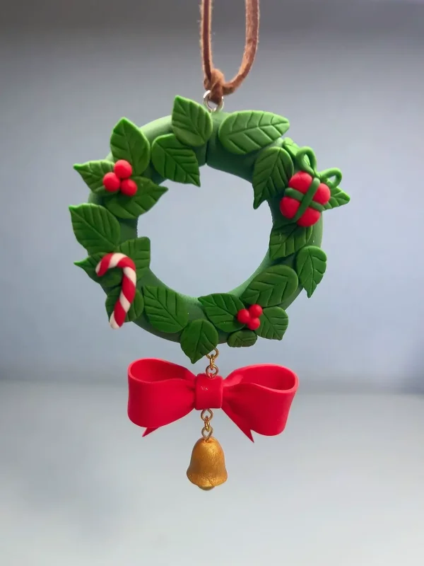 Christmas Wreath Clay Ornaments - Handmade with Precision