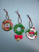 Christmas Wreath Clay Ornaments - Handmade with Precision