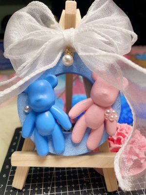 Adorable Clay Bear Figurines with Bow