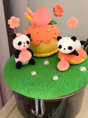 Adorable Clay Panda Cake Topper Set