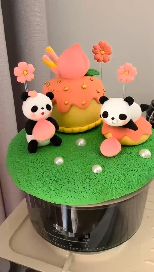 Adorable Clay Panda Cake Topper Set