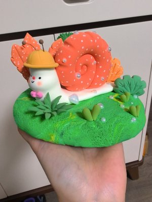 Adorable Clay Snail with Hat and Shell