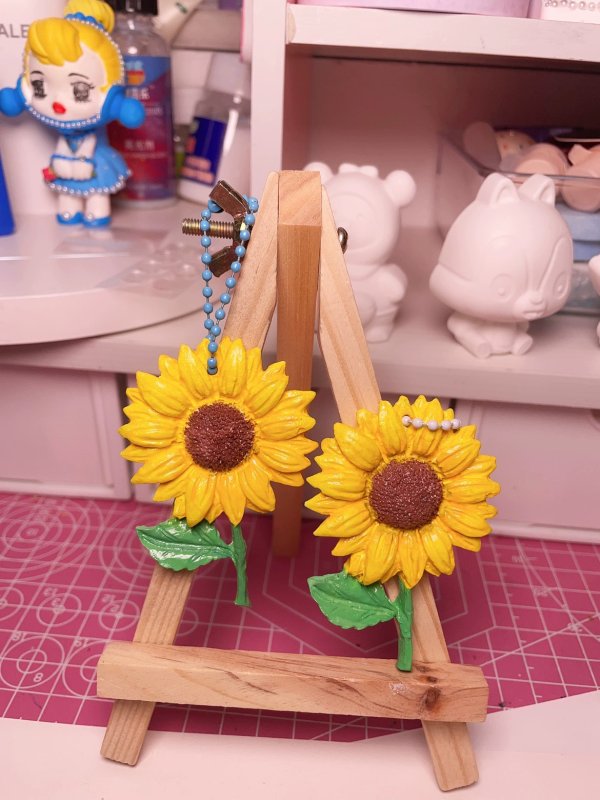 Bright Clay Sunflower Earrings