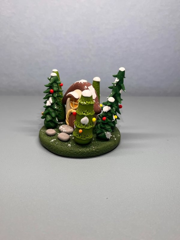 Charming Clay Christmas Cottage - Handmade Decoration