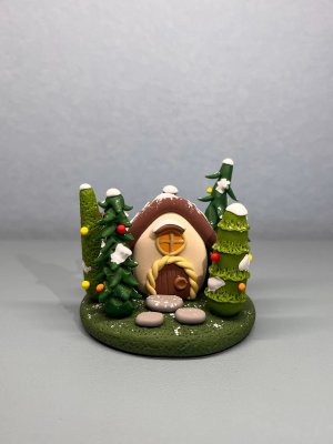 Charming Clay Christmas Cottage - Handmade Decoration