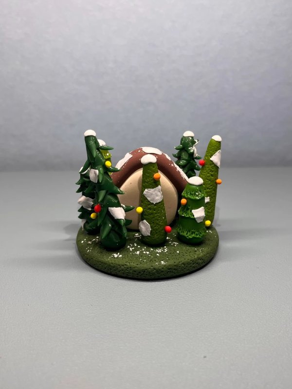 Charming Clay Christmas Cottage - Handmade Decoration