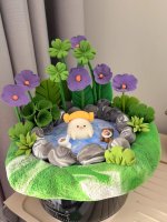 Adorable Clay Duck in a Miniature Hot Spring Scene