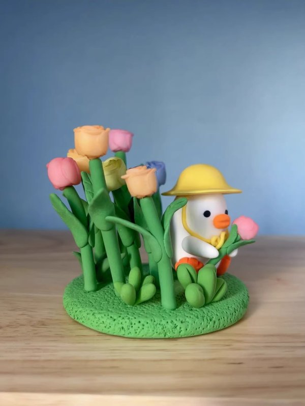 Adorable Clay Duck in the Wilderness - Handmade with Love