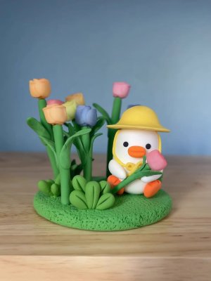 Adorable Clay Duck in the Wilderness - Handmade with Love