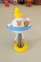 Adorable Clay Duck on a Spring - Ready to Swim