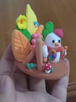 Adorable Clay Duck Engaged in Painting