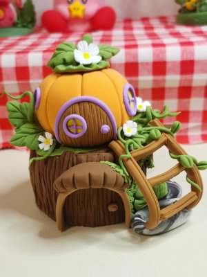 Adorable Clay Pumpkin Cottage - A Handmade Miniature Masterpiece