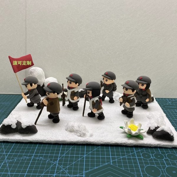 Clay Revolutionary Figures with Flag