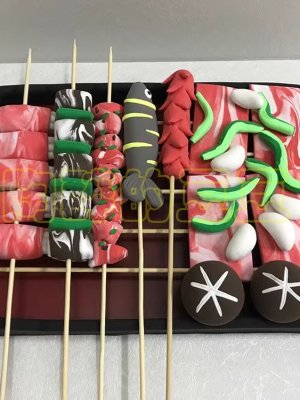 Colorful Clay BBQ Skewers Platter