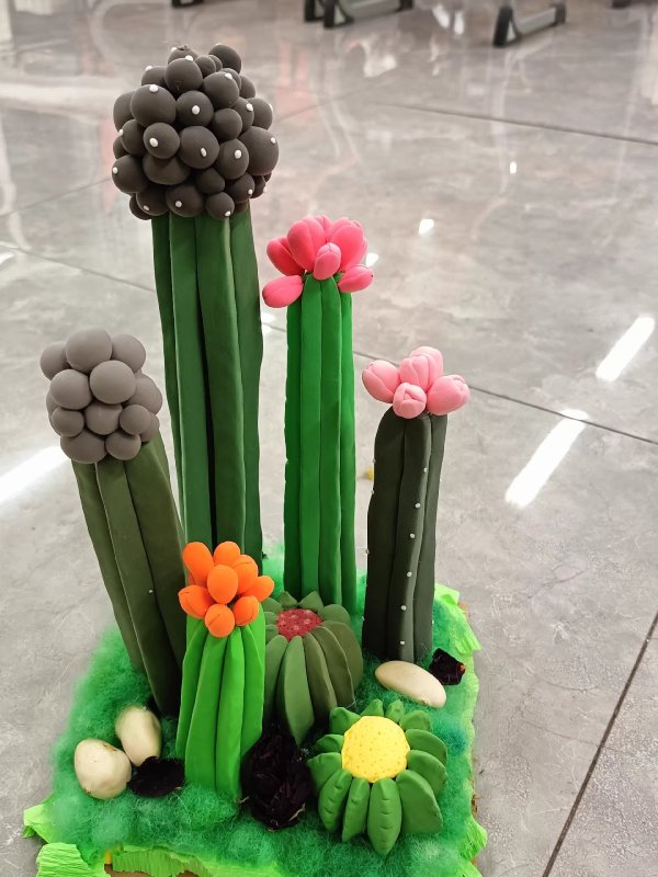 Colorful Clay Cactus - Handcrafted Desert Delight