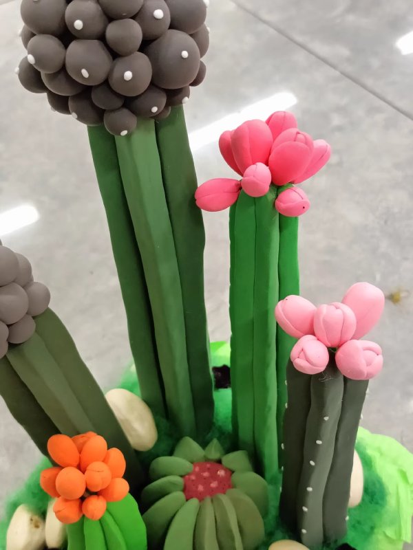 Colorful Clay Cactus - Handcrafted Desert Delight