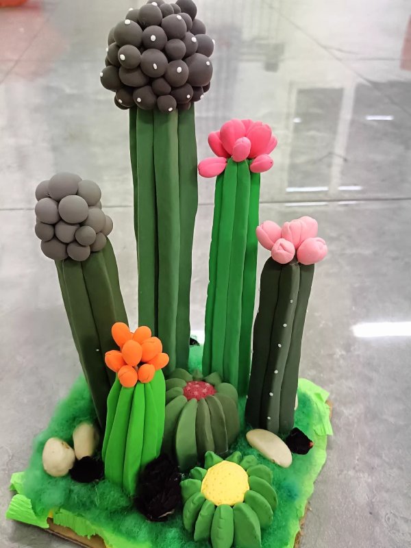 Colorful Clay Cactus - Handcrafted Desert Delight