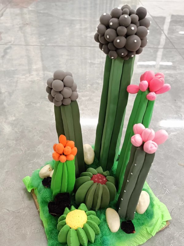 Colorful Clay Cactus - Handcrafted Desert Delight