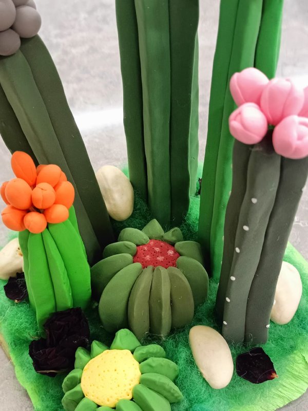 Colorful Clay Cactus - Handcrafted Desert Delight