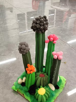 Colorful Clay Cactus - Handcrafted Desert Delight