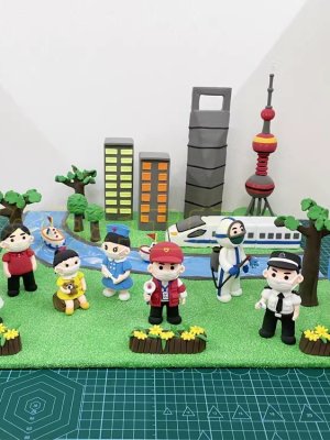 Colorful Clay City Scene with Characters