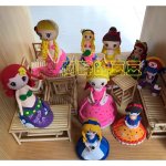 Colorful Clay Doll Collection with Dresses