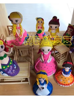 Colorful Clay Doll Collection with Dresses