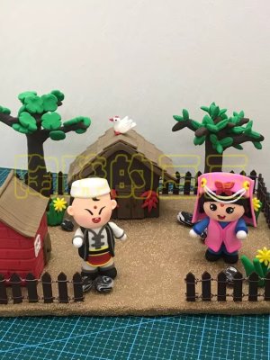 Colorful Clay Farm Scene with Figures