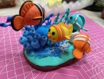 Colorful Clay Fish Scene with Coral