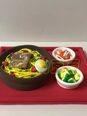 Colorful Clay Noodle Bowl with Vegetables