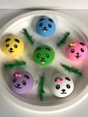 Colorful Clay Panda Balls with Bamboo