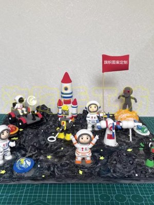 Colorful Clay Space Scene with Astronauts