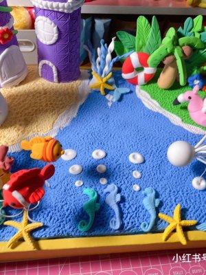 Colorful Clay Underwater Scene with Castles