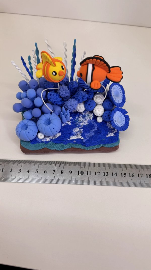 Colorful Clay Underwater Scene with Fish