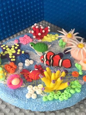 Colorful Clay Underwater Scene with Sea Creatures