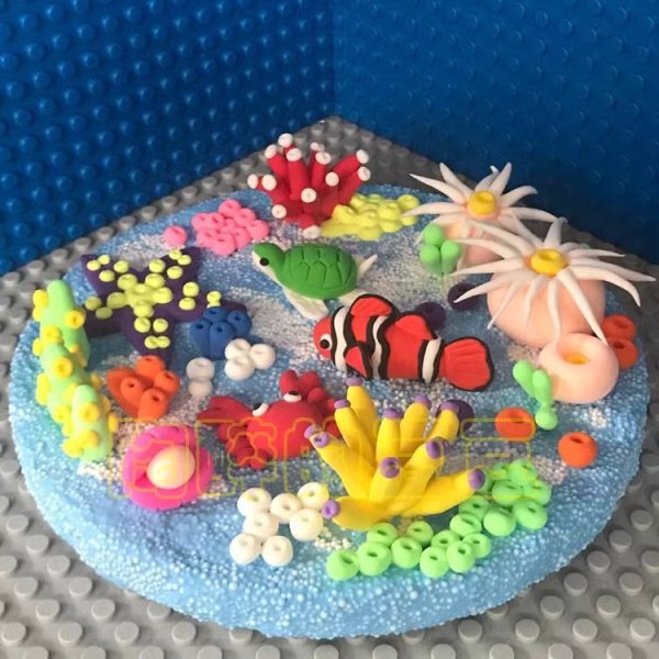 Colorful Clay Underwater Scene with Sea Creatures