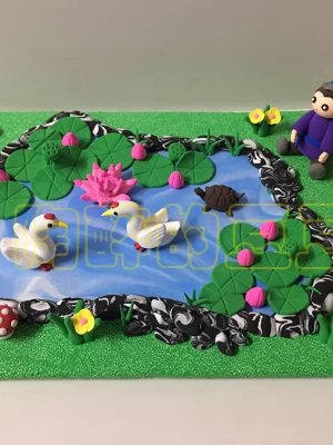 Delightful Clay Pond Scene with Ducks