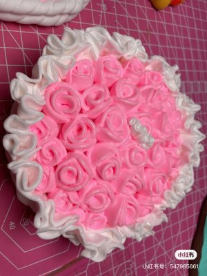 Delightful Clay Rose Cake Decoration