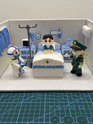 Detailed Clay Hospital Scene with Characters