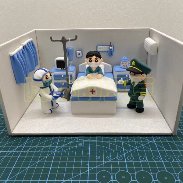 Detailed Clay Hospital Scene with Characters