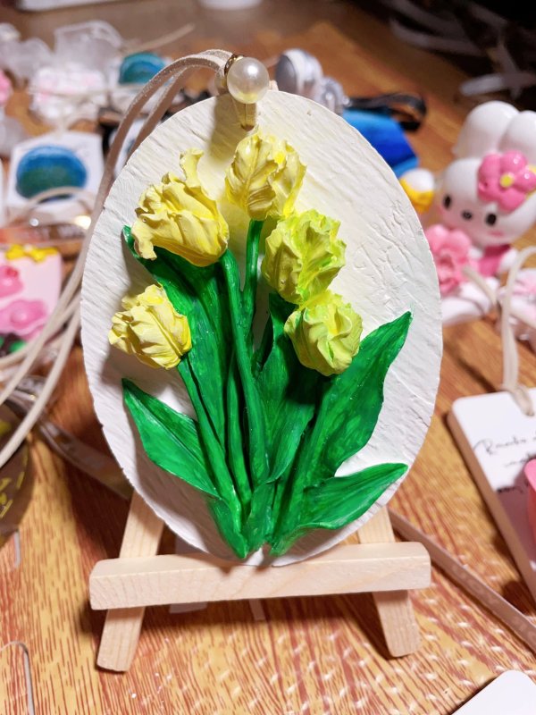 Elegant Clay Yellow Tulip Art