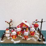 Festive Clay Bunny Winter Scene