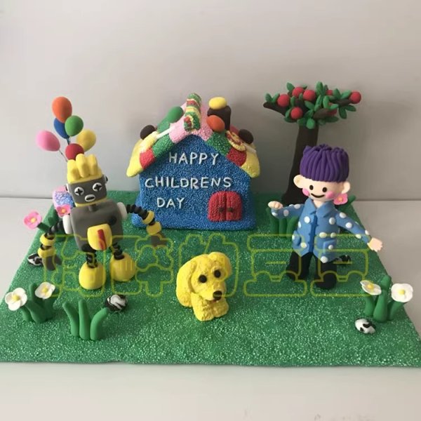 Festive Clay Children's Day Scene