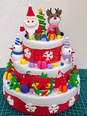 Festive Clay Christmas Cake Decoration