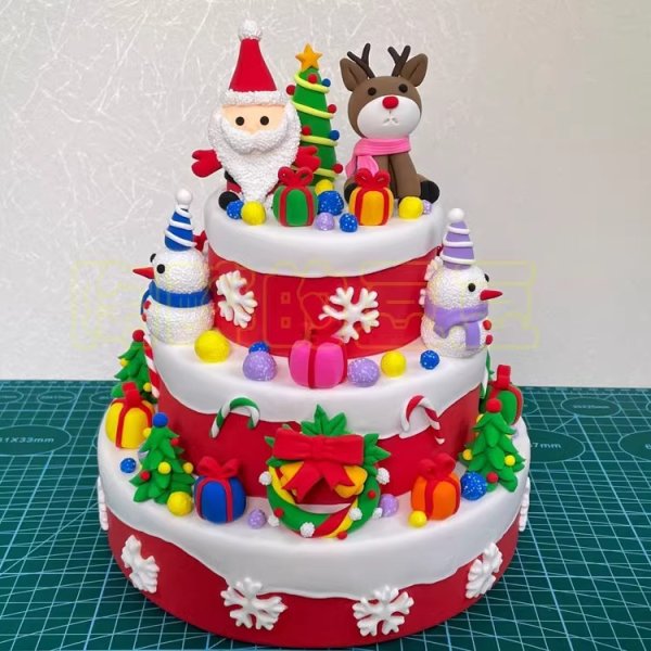 Festive Clay Christmas Cake Decoration