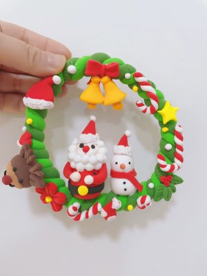 Festive Clay Christmas Wreath with Characters