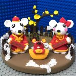 Festive Clay Mouse Family Scene