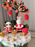 Festive Clay Panda and Bunny Scene