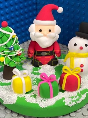 Festive Clay Santa and Snowman Scene