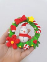 Festive Clay Snowman Wreath Decoration